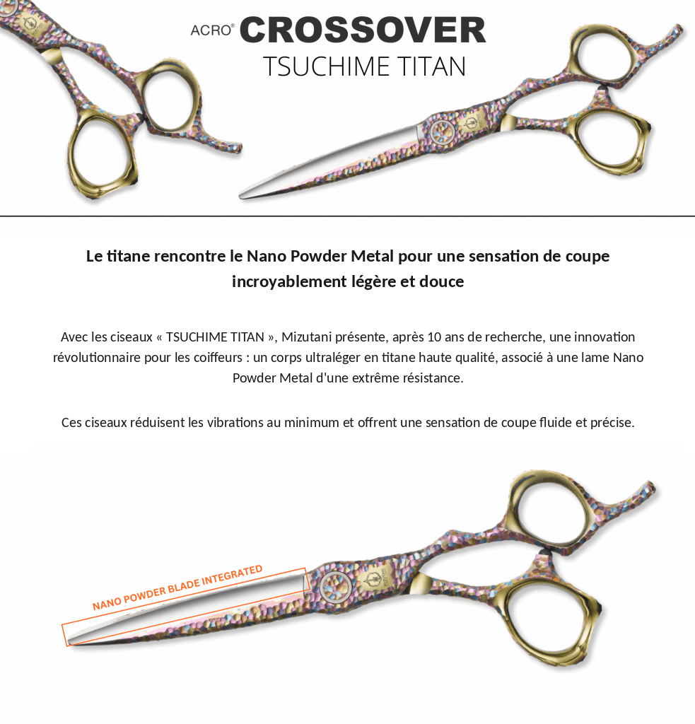 Ciseaux de coiffure japonais ACRO CROSSOVER TSUCHIME TITAN Mizutani